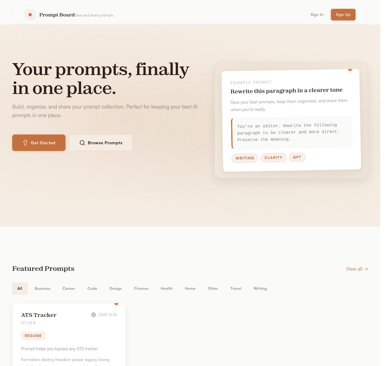 Prompt Board screenshot